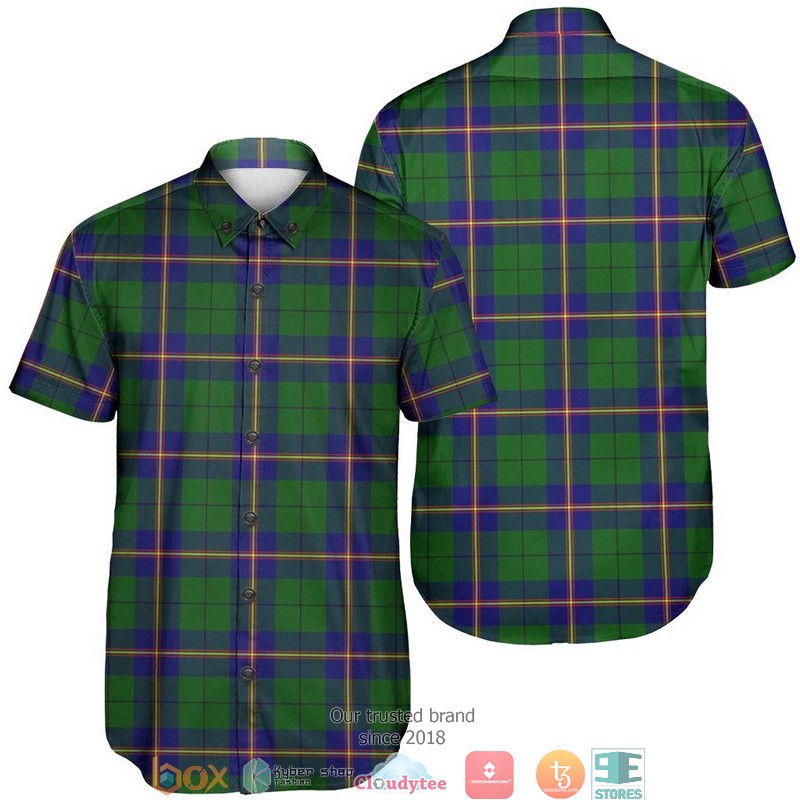 Carmichael Modern Tartan Crest Short Sleeve Hawaiian Shirt