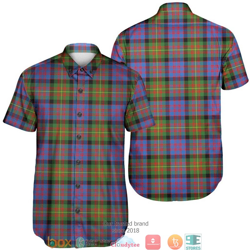 Carnegie Modern Tartan Crest Personalized Short Sleeve Hawaiian Shirt