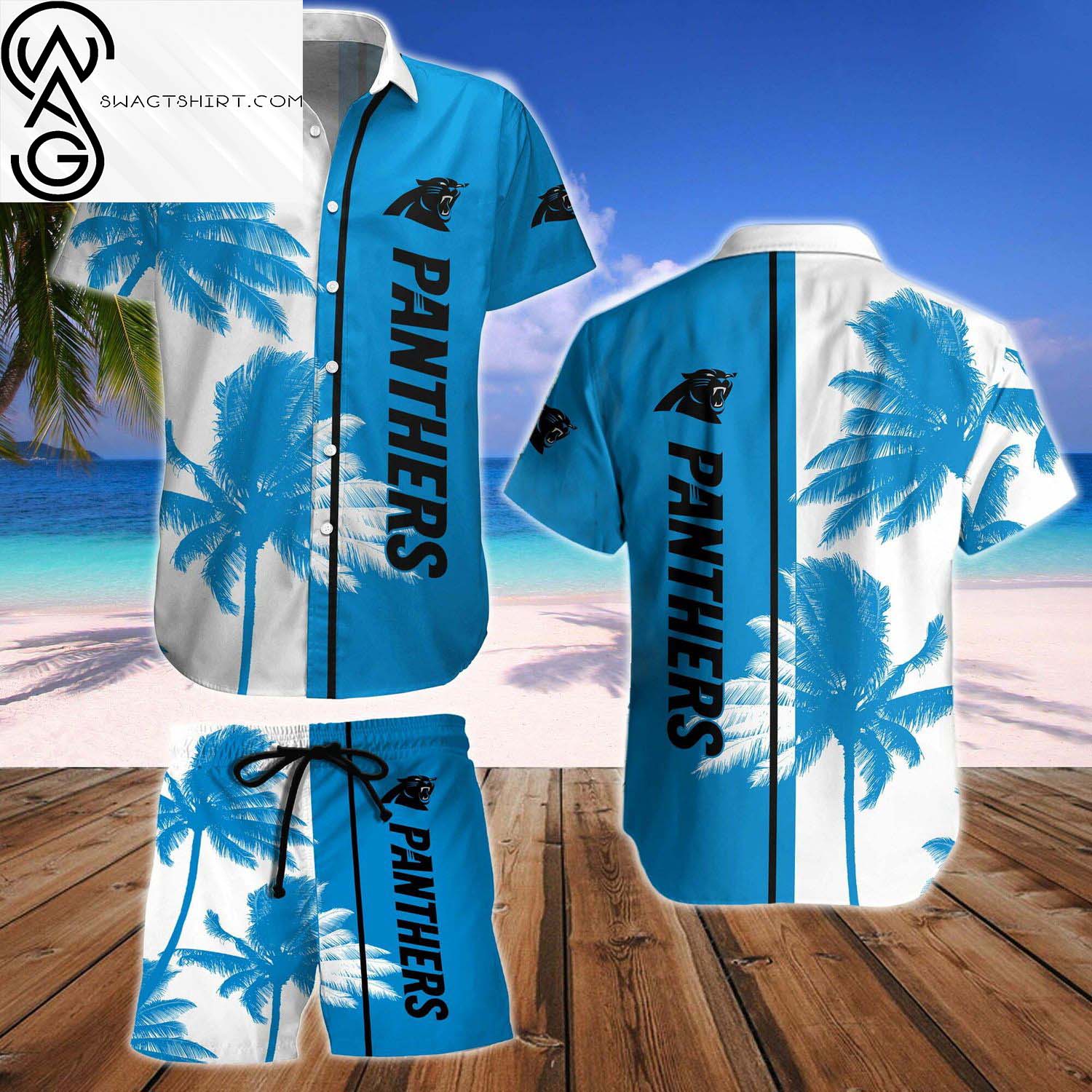 Carolina Panthers All Over Print Hawaiian Shirt And Beach Shorts