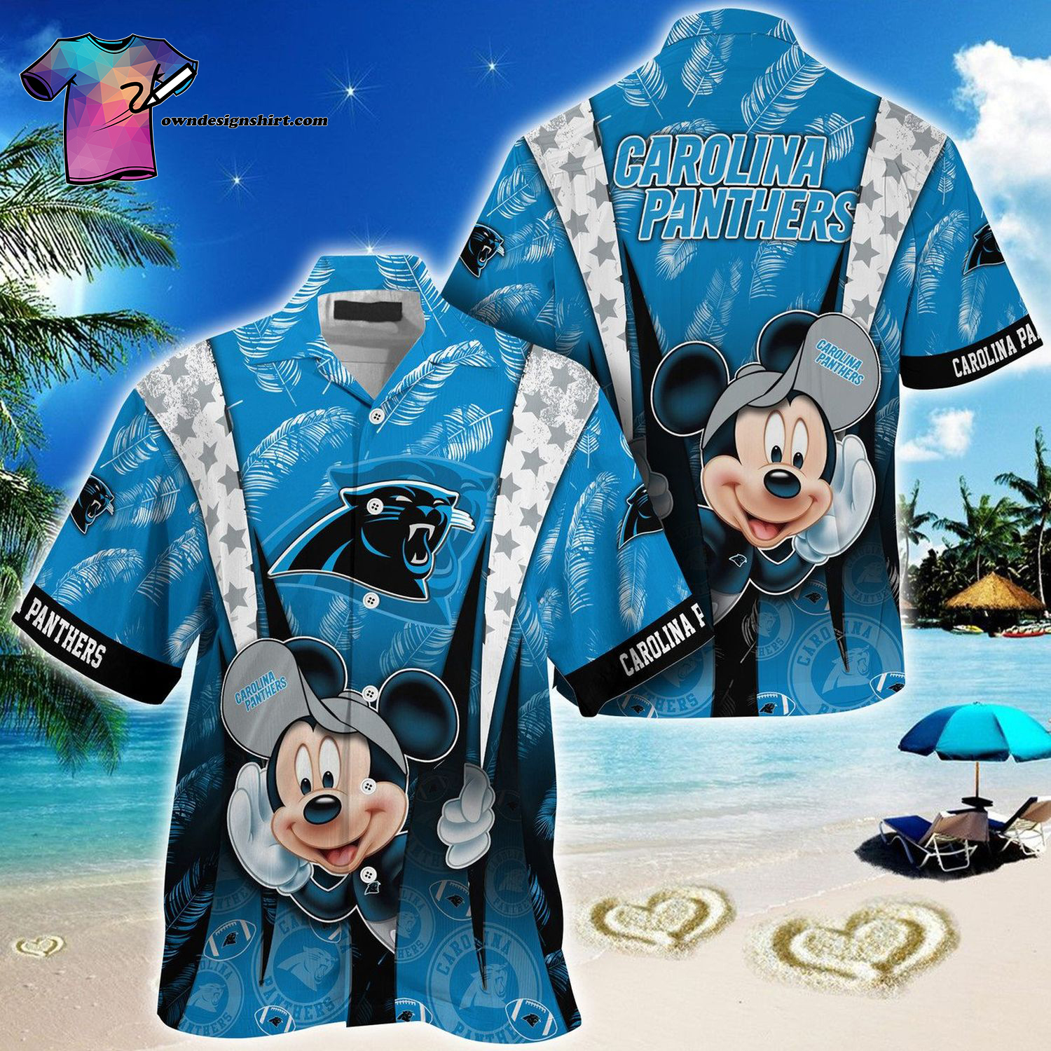 Carolina Panthers Flower Full Print Hawaiian Shirt