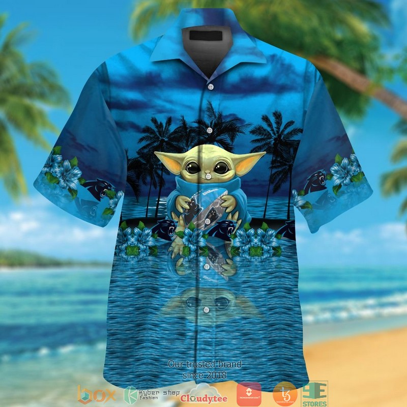 Carolina Panthers Baby Yoda Hawaiian shirt, short