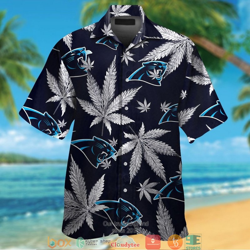 Carolina Panthers Cannabis Hawaiian Shirt, short