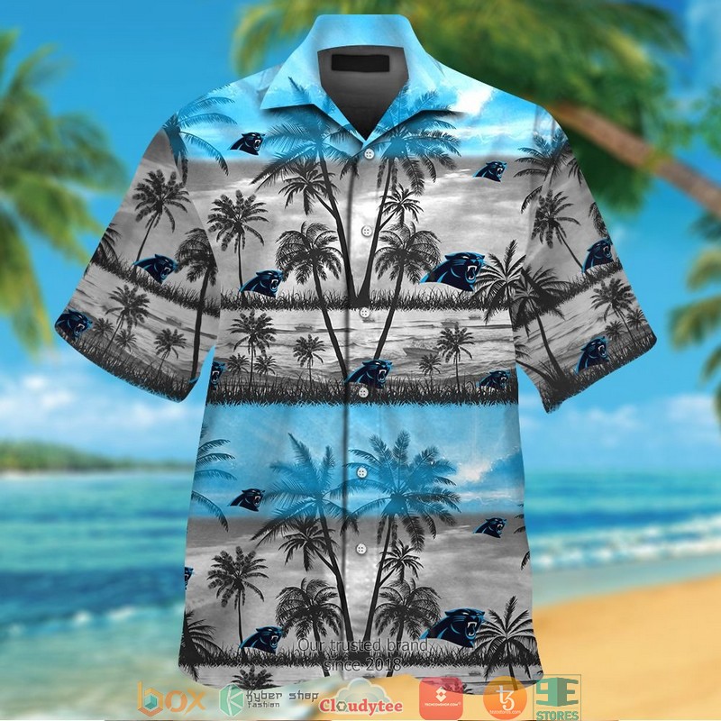 Carolina Panthers Coconut Island Waves Hawaiian Shirt, short