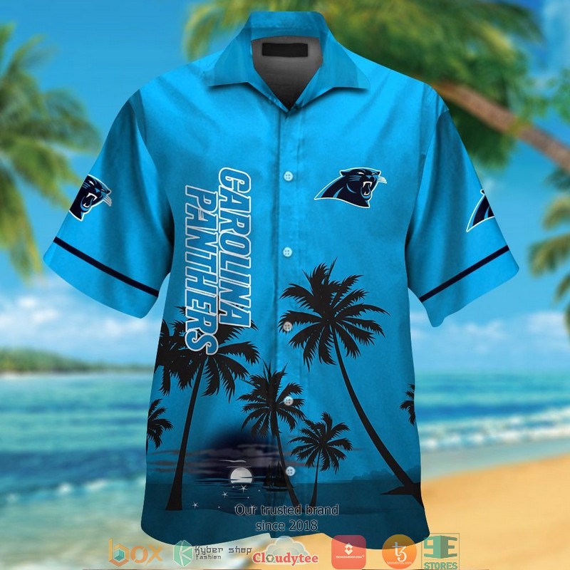 Carolina Panthers coconut island night moon Hawaiian Shirt, short