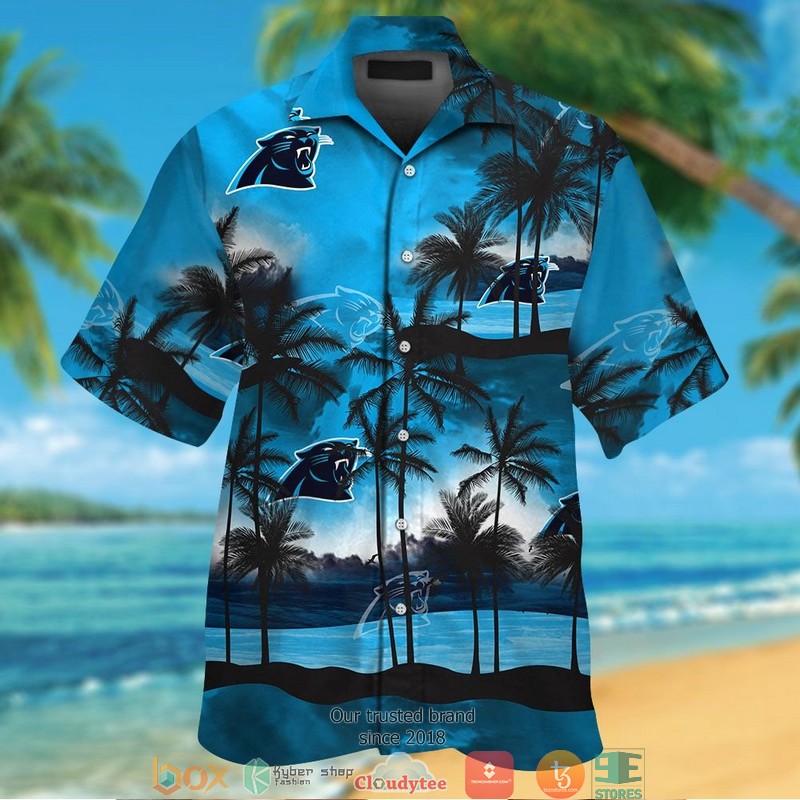 Carolina Panthers coconut island night moon Hawaiian Shirt, short