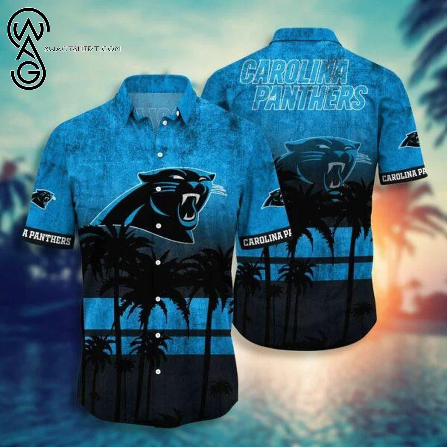 Carolina Panthers Flower Full Print Hawaiian Shirt