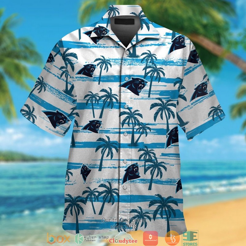 Carolina Panthers coconut island night moon Hawaiian Shirt, short