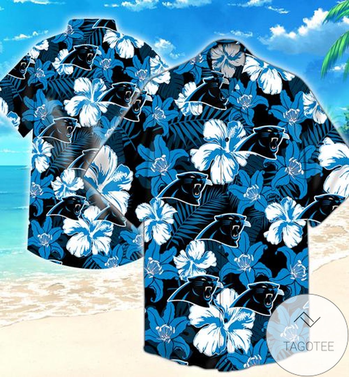 Carolina Panthers Authentic Hawaiian Shirt 2022 Tropical Flower Short Sleeve Slim Fit Body