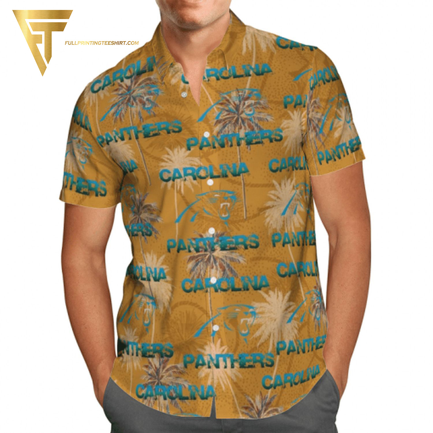 Carolina Panthers Logo Flower Pattern Full Print Hawaiian Shirt