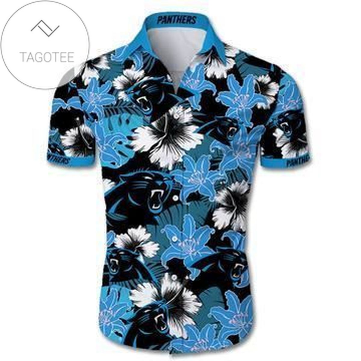 Carolina Panthers LV All Over Print Summer Short Sleeve Hawaiian Beach Shirt – White