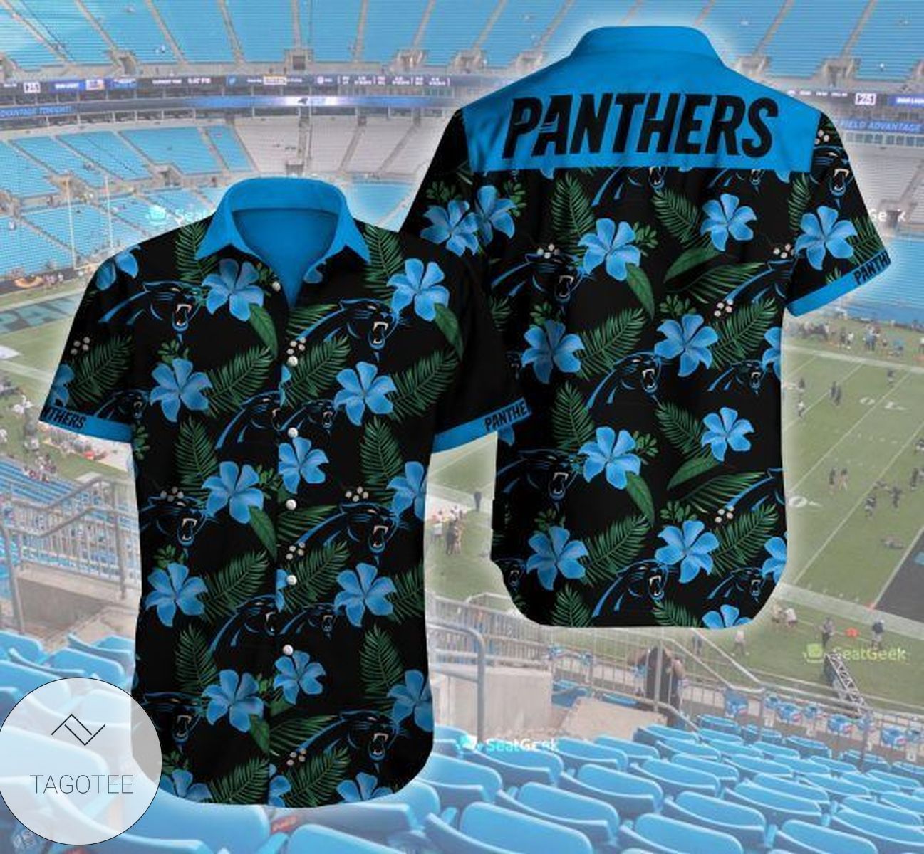 Carolina Panthers Hawaiian 3d Shirt Tropical Flower Short Sleeve Slim Fit Body-nfl