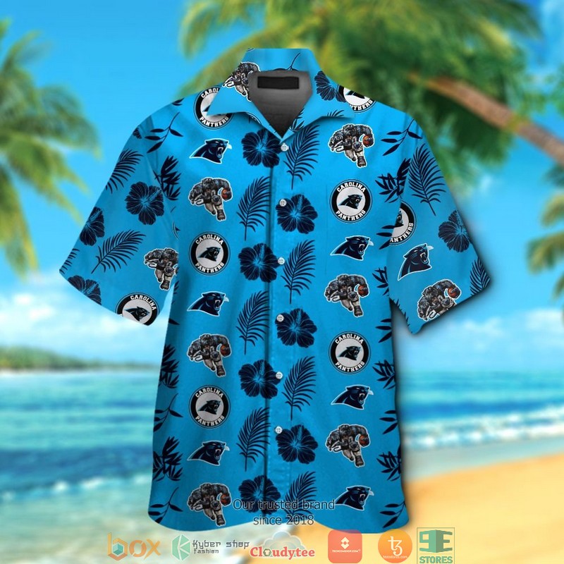 Carolina Panthers Navy Blue Hawaiian shirt, short