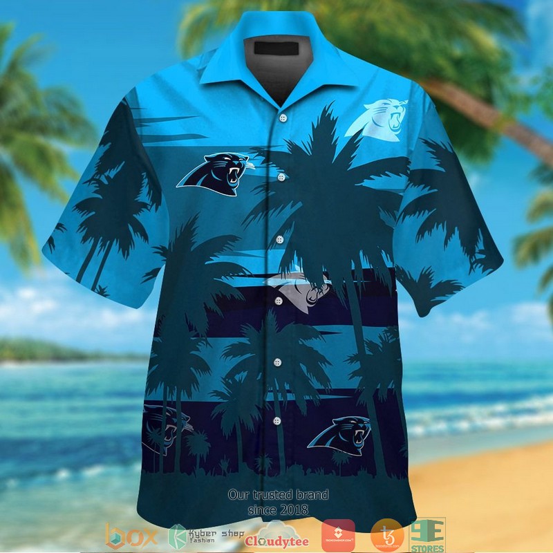 Carolina Panthers Navy Cyan blue Hawaiian Shirt, short