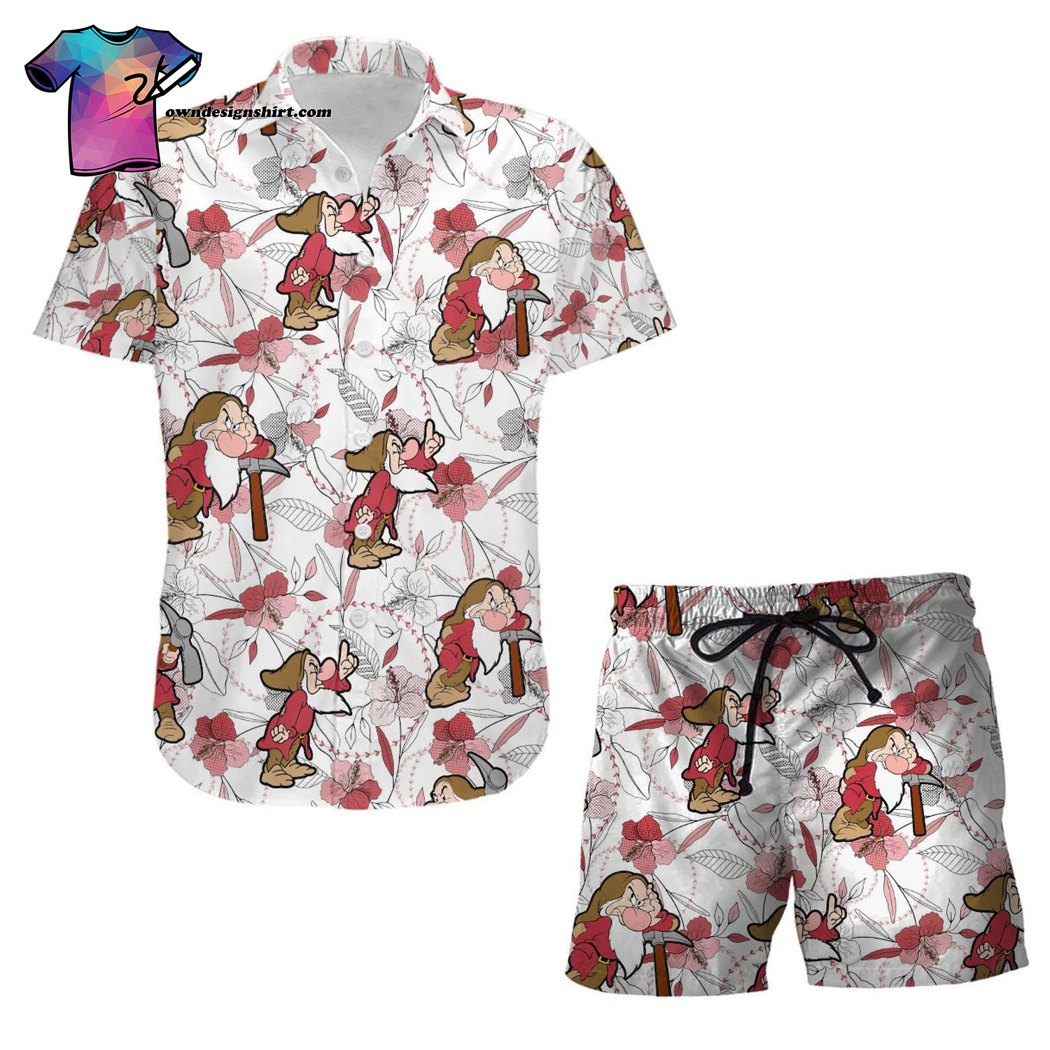 Cartoon Graphic Maleficent Floral Summer Hawaiian Shirt