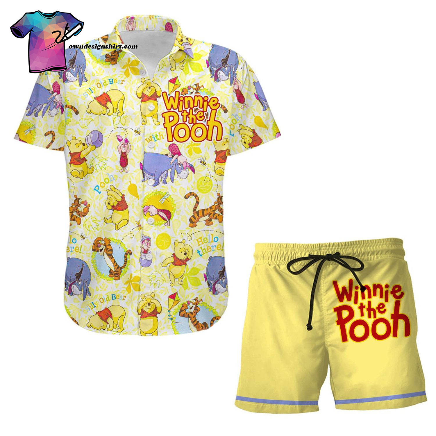 Cartoon Graphic Winnie The Pooh Summer Hawaiian Shirt