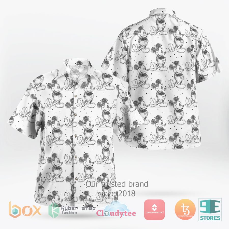 Cartoon Mickey Mouse pencil art Hawaiian Shirt