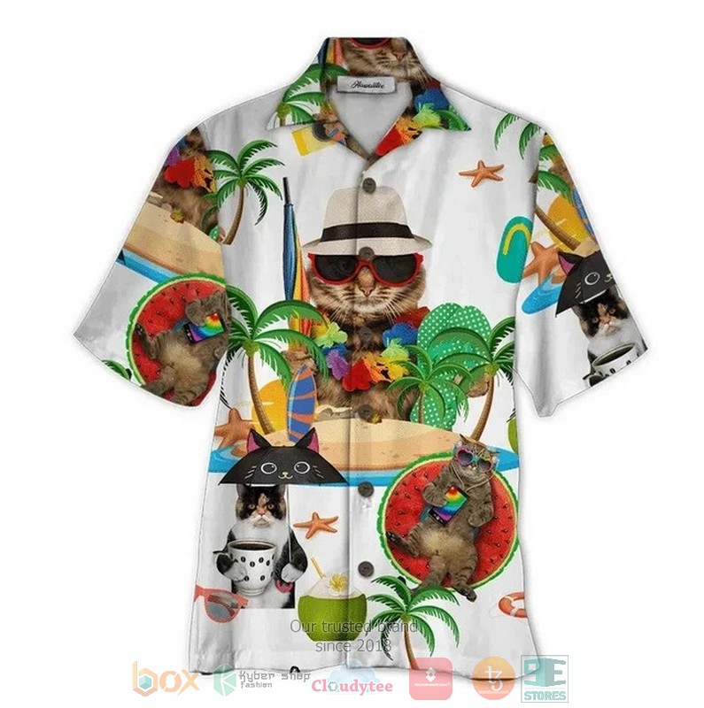 Cat Cute Short Sleeve Hawaiian Shirt