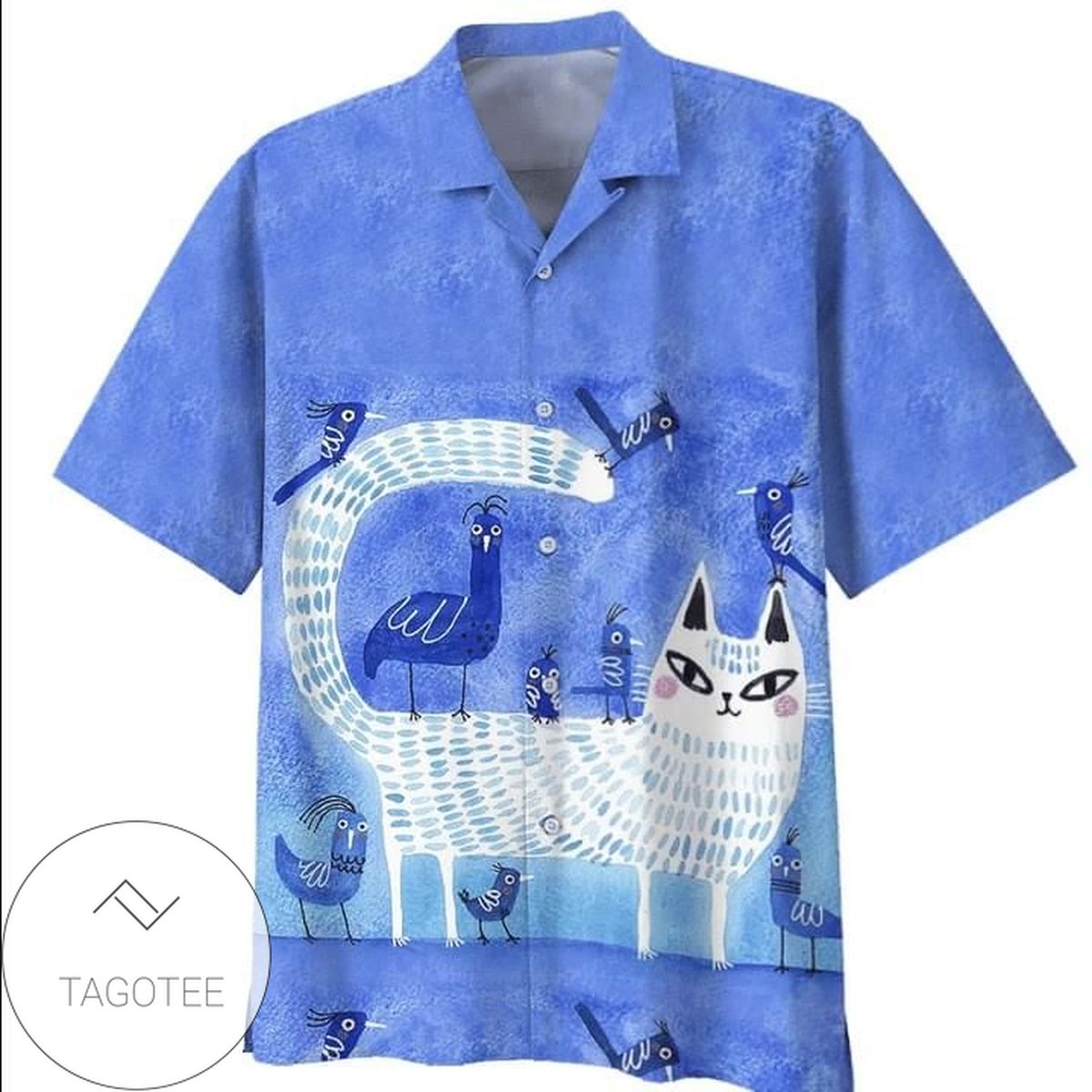 Cat In Starry Night Unisex Hawaiian Aloha Shirts