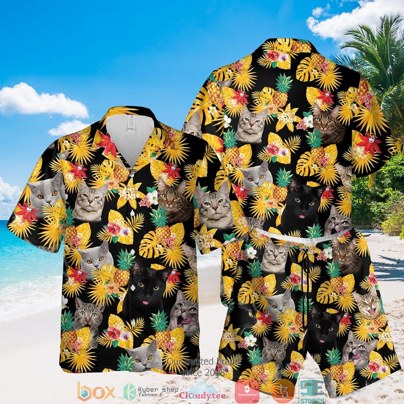 Cat Lovers Navy Hawaian Summer Outfit