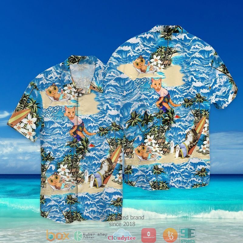 Cat Neon Short Sleeve Hawaiian shirt