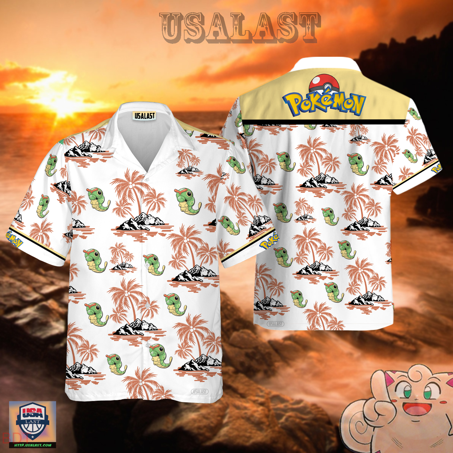 Caterpie Pokemon Hawaiian Shirt