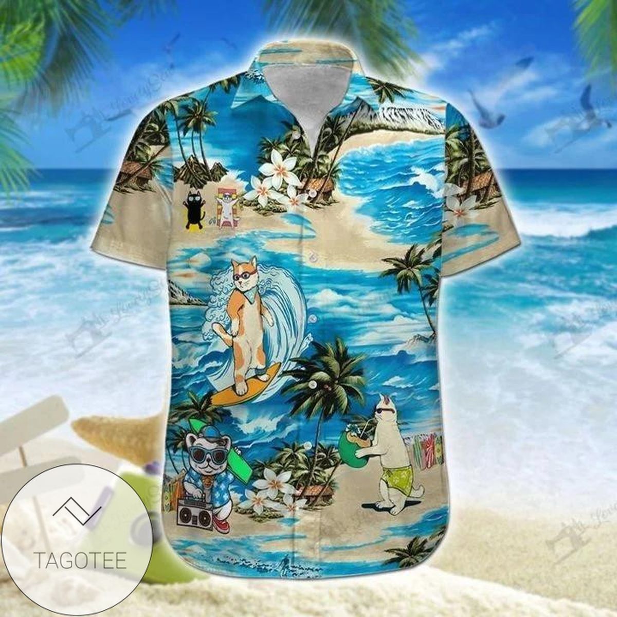 Cats Having Fun At The Beach Hawaiian Shirt