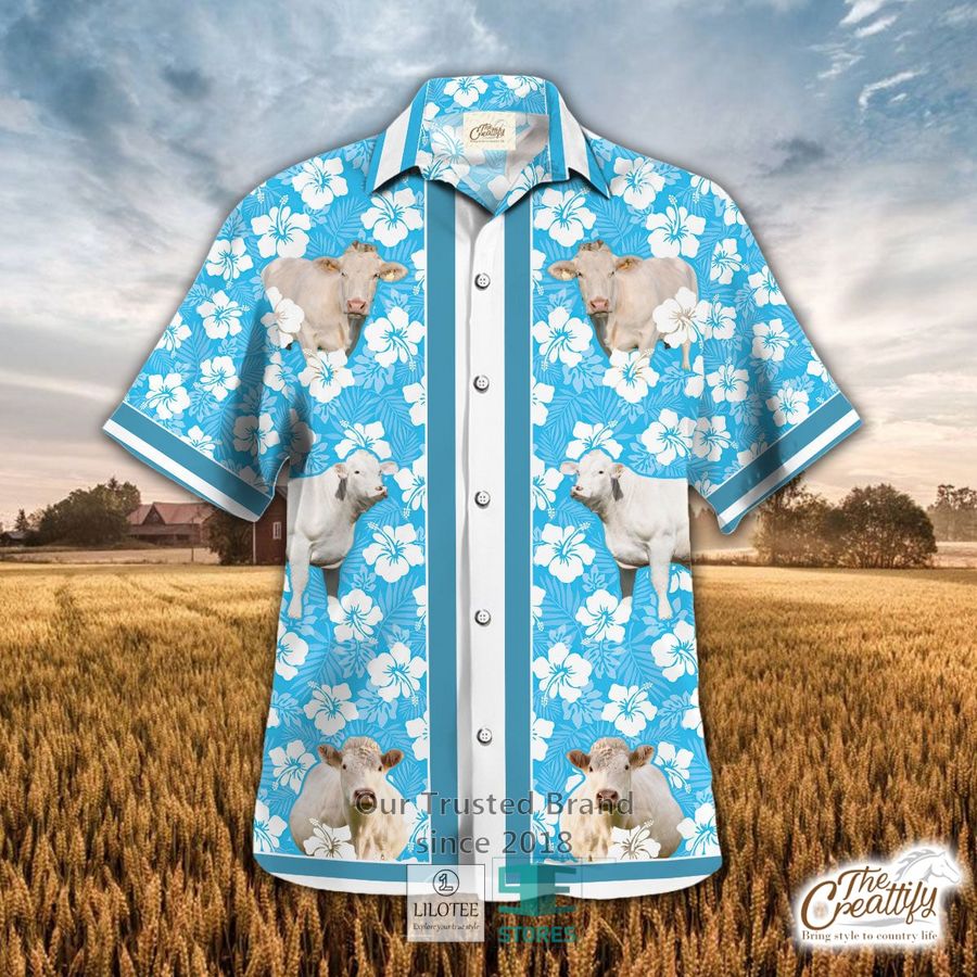 Charolais In Native American Pattern Hawaiian Shirt