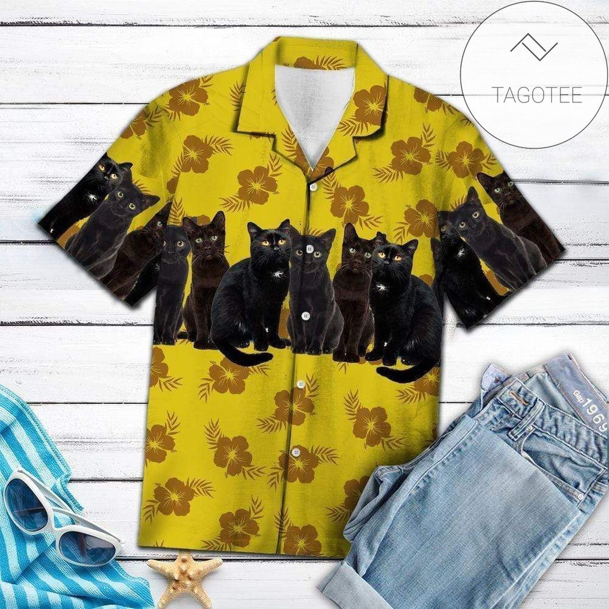 Check Out This Awesome Black Cat Halloween Hawaiian Aloha Shirts