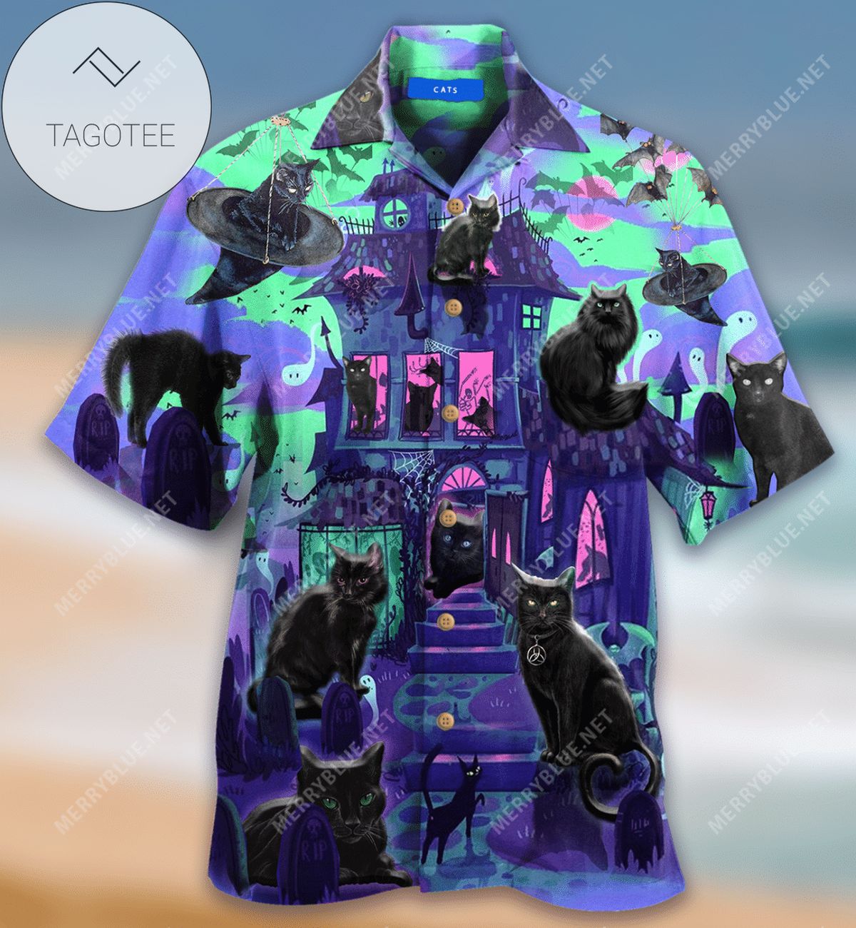 Check Out This Awesome Black Cat Pumpkin Halloween Hawaiian Aloha Shirts