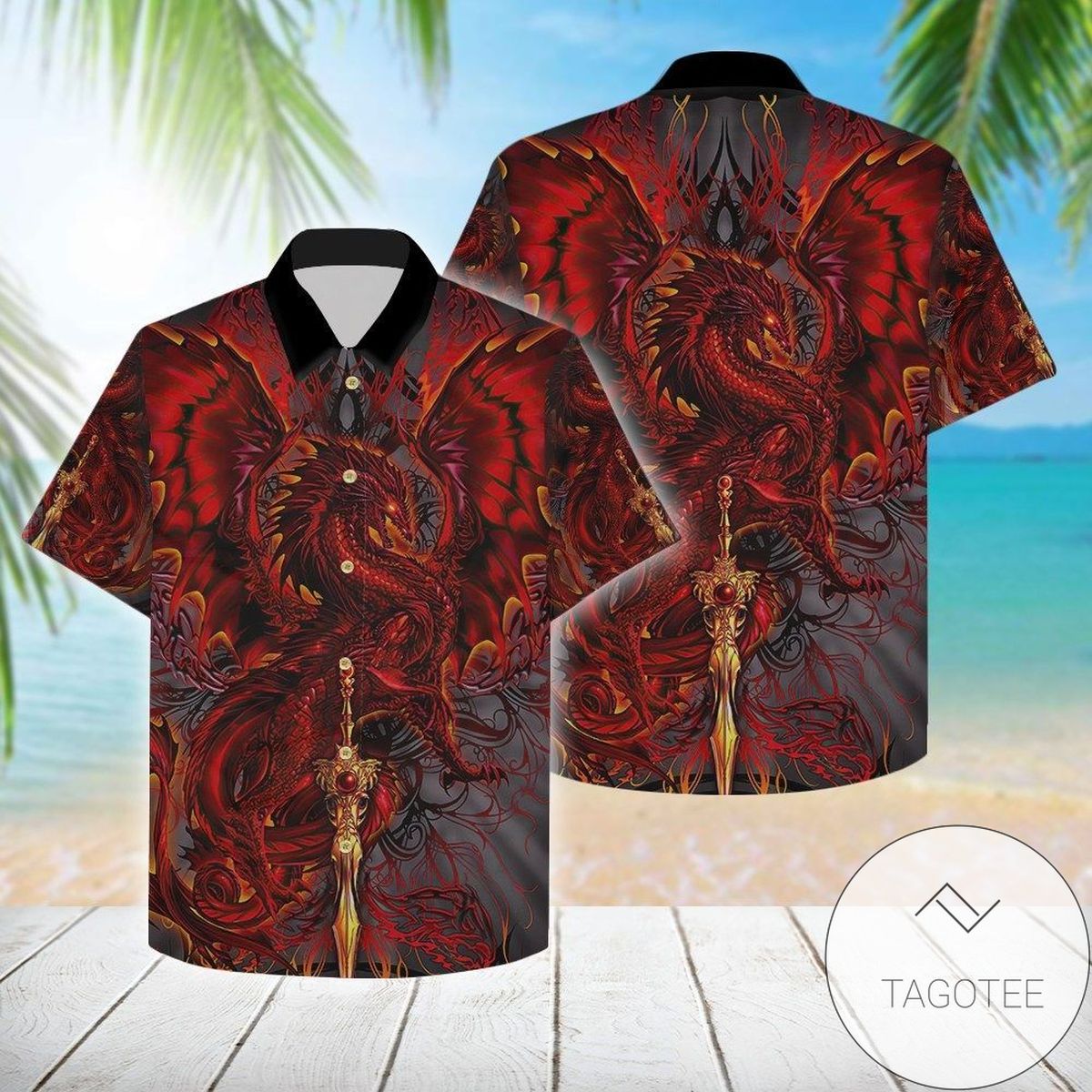 Check Out This Awesome Dragon With Fire Hawaiian Aloha Shirts V