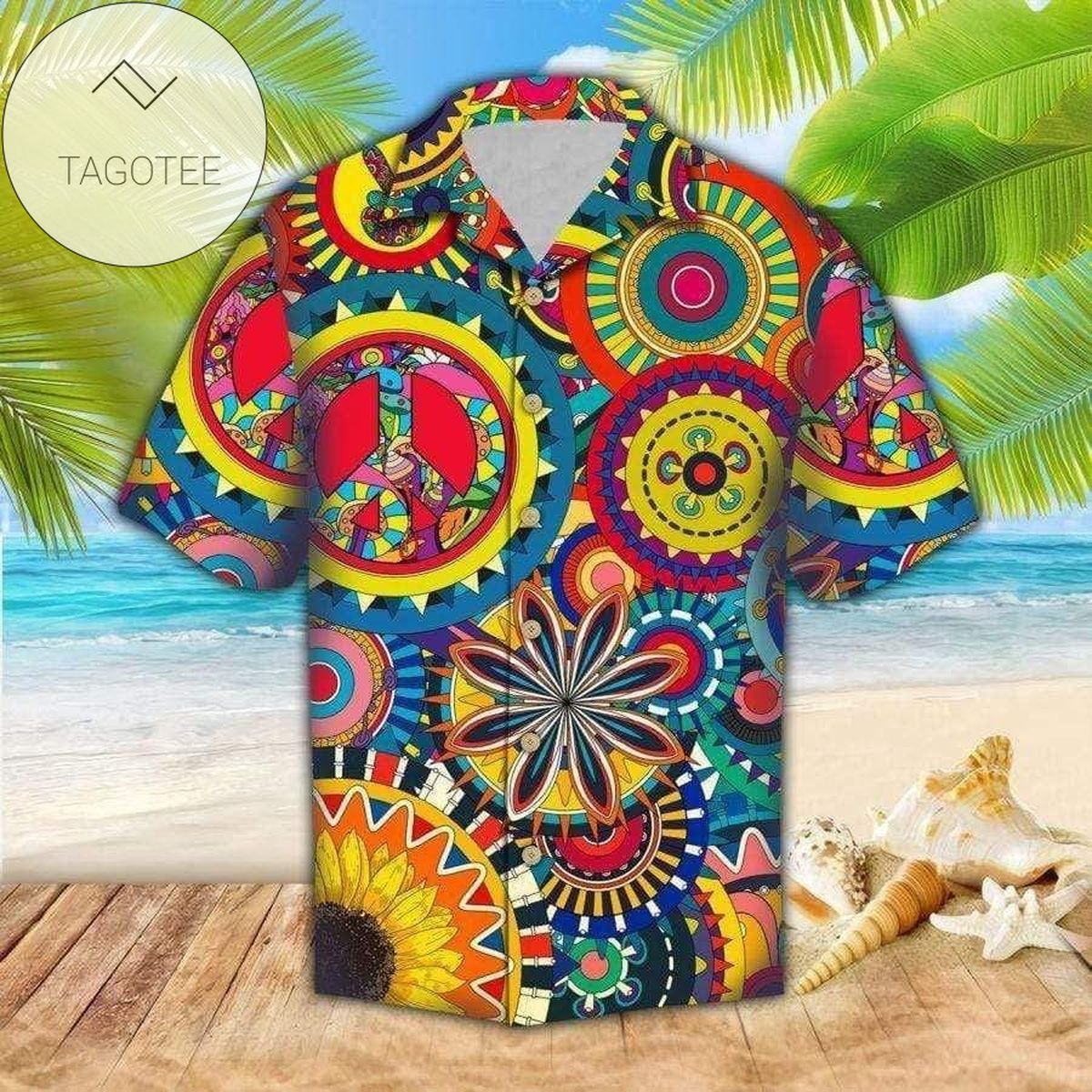 Check Out This Awesome Hippie Car Orange Pattern Hawaiian Aloha Shirts