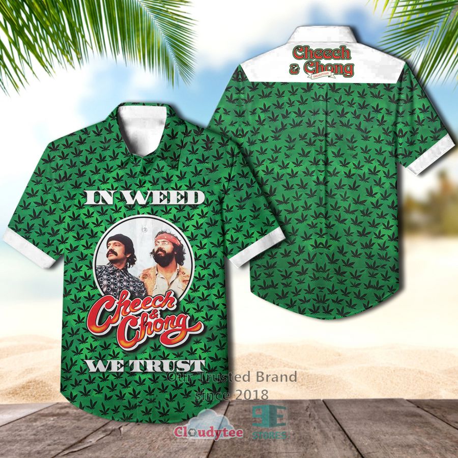 Cheech & Chong Still Smoke Green Hawaiian Casual Shirt