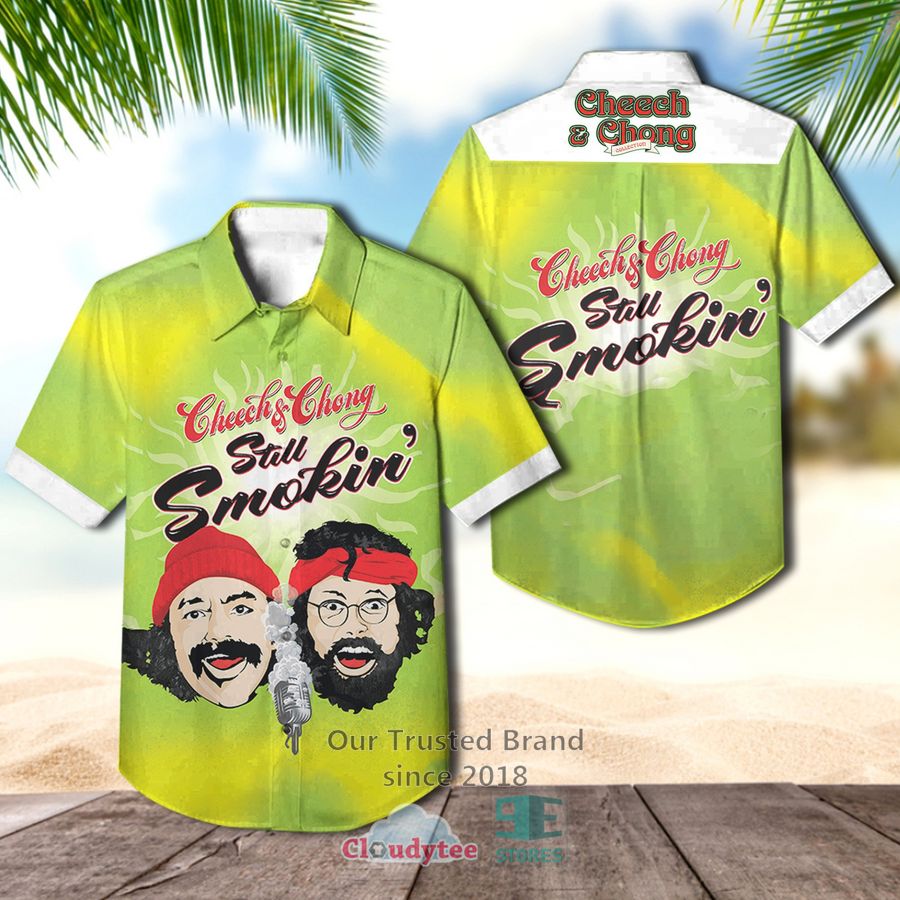 Cheech & Chong In weed we trust green Hawaiian Casual Shirt