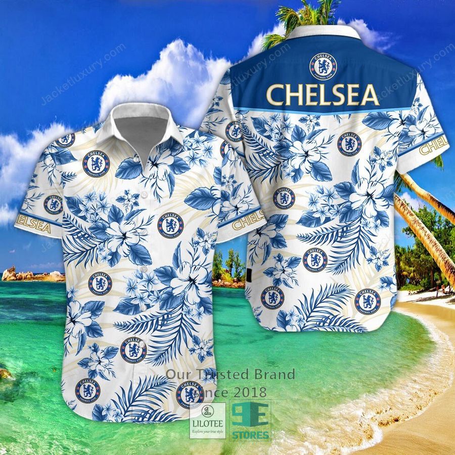 Chelsea F.C. Hibiscus Hawaiian Shirt, Short