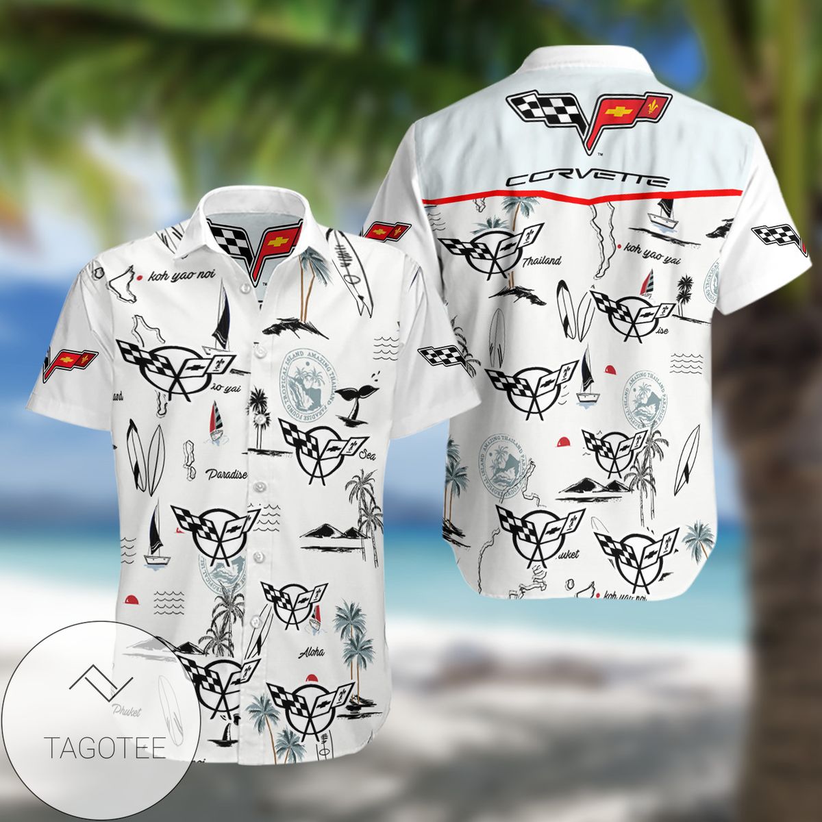 Chevrolet Corvette All Over Print Summer Short Sleeve Hawaiian Beach Shirt