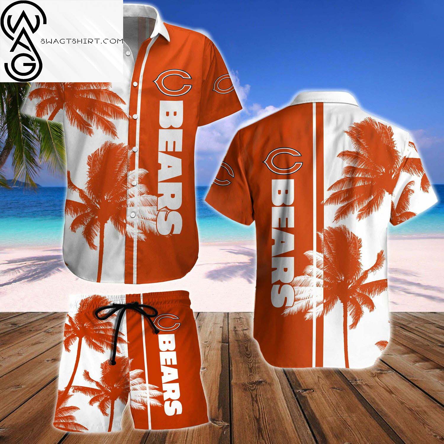 Chicago Bears Coconut Tree Aloha Hawaiian Shirt