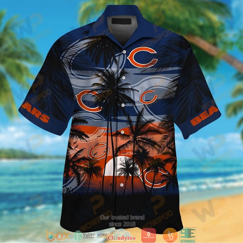 Chicago Bears Coconut island night moon Hawaiian Shirt, short