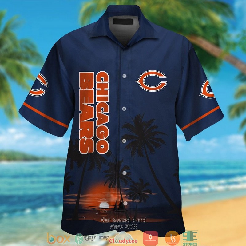 Chicago Bears Coconut island night moon Hawaiian Shirt, short