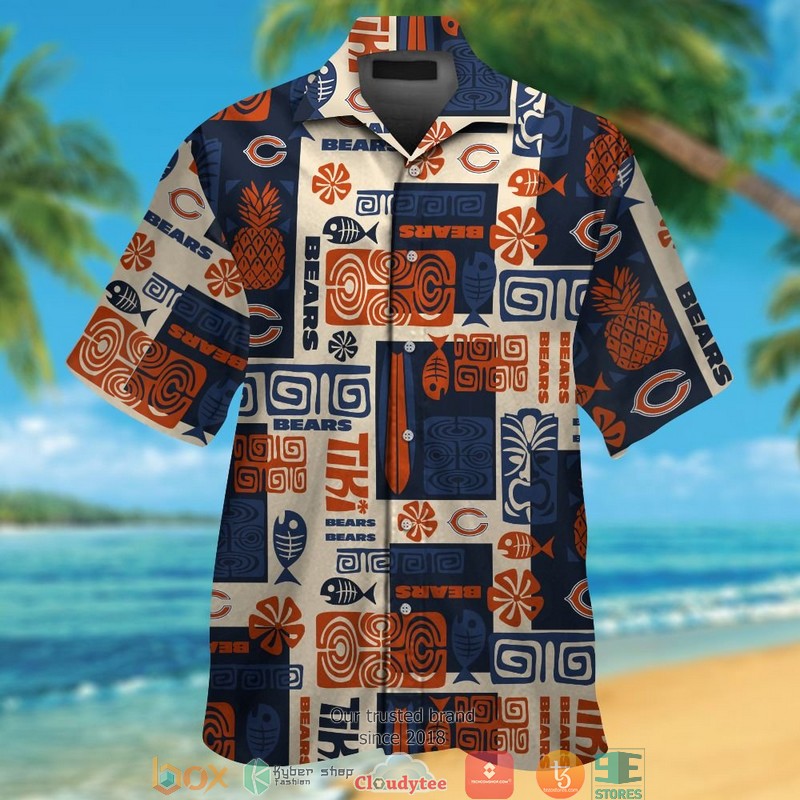 Chicago Bears Coconut Island Sunset Hawaiian Shirt, short