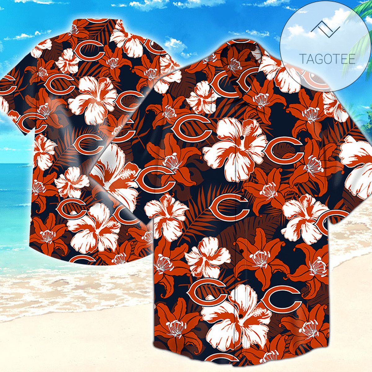 Chicago Bears Tropical Flower Hawaiian Shirt