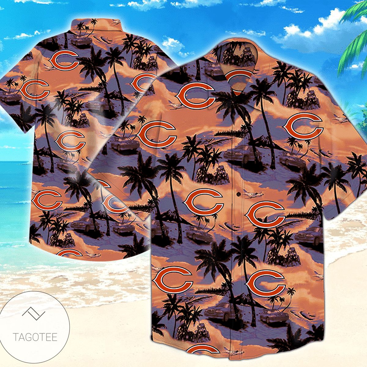 Chicago Bears LV All Over Print Summer Short Sleeve Hawaiian Beach Shirt – Navy