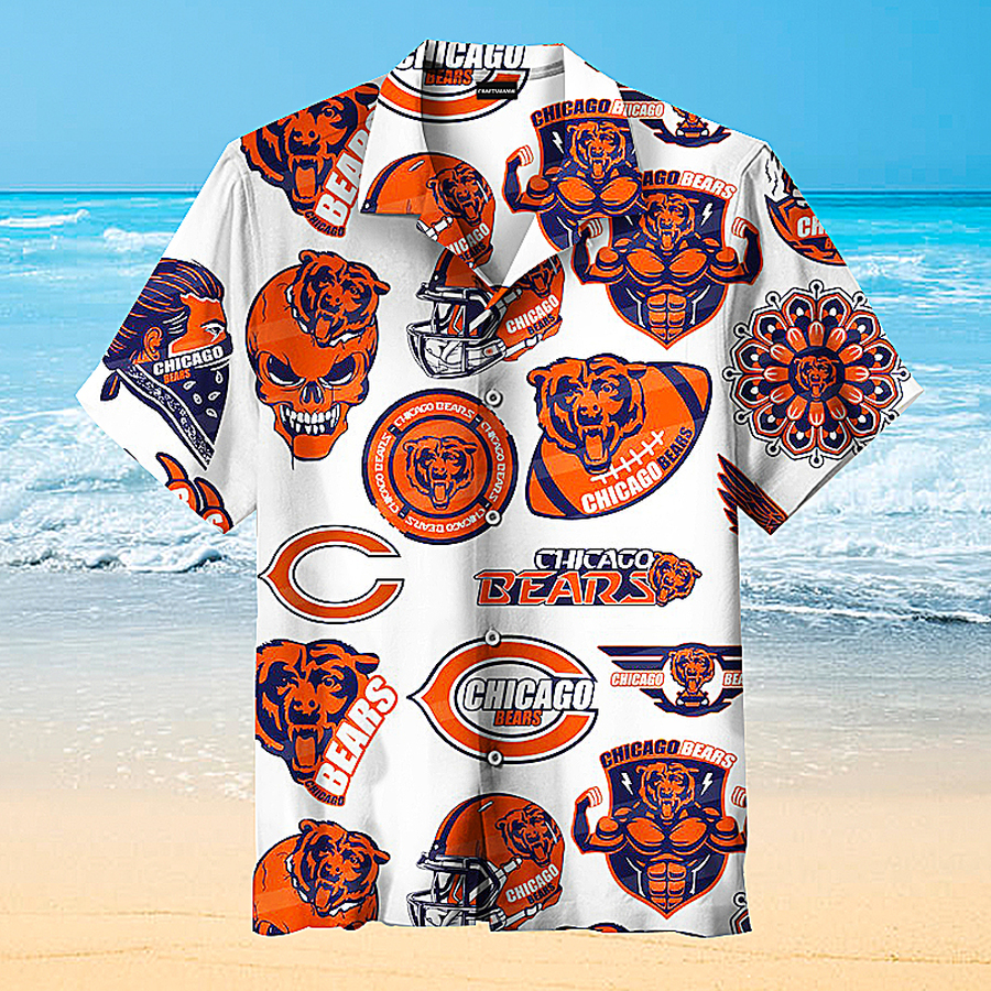 Chicago Bears Skull Print Unisex Hawaiian Shirt 3D All Over Print Men Women Unisex Model 32