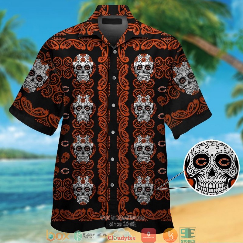 Chicago Bears Small sugar Skull Hawaiian shirt, short