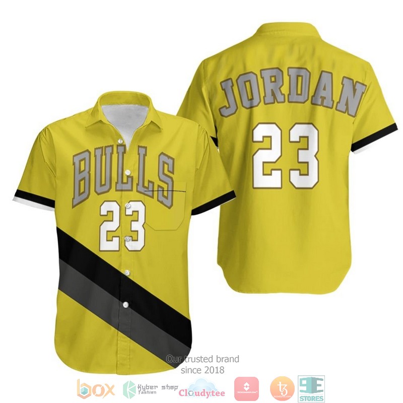 Chicago Bulls Michael Jordan 23 Nba Gold Jersey Hawaiian Shirt