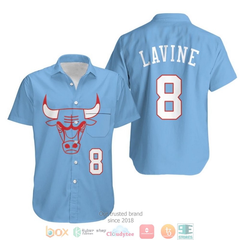 Chicago Bulls Zach Lavine 8 2020 Blue Jersey Inspired Hawaiian Shirt