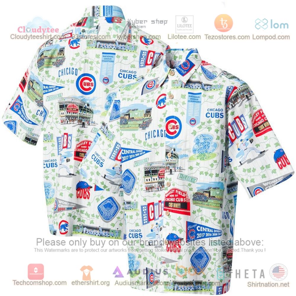 Chicago Bears Tommy Bahama Baja Mar Throwback Woven White Hawaiian Shirt