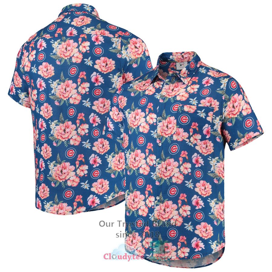 Chicago Cubs FOCO Floral Linen Royal Hawaiian Shirt