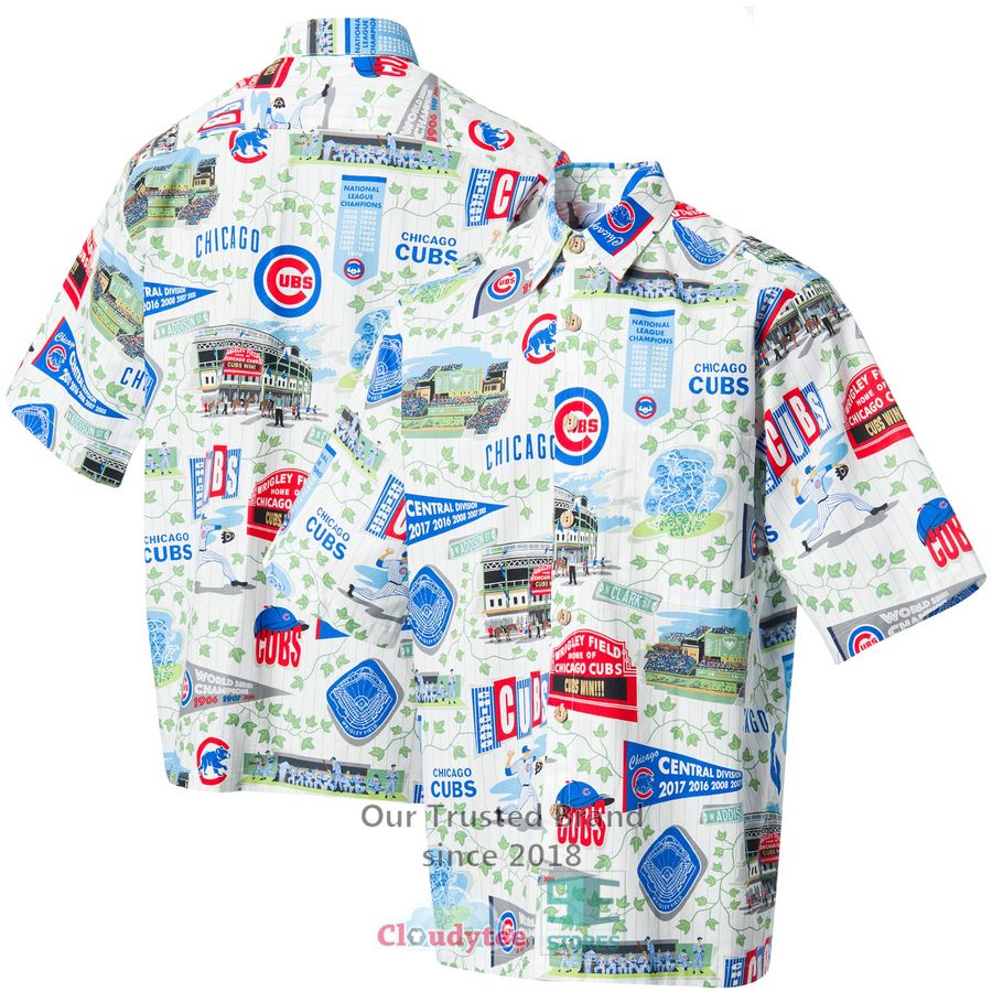 Chicago Cubs Reyn Spooner Scenic White Hawaiian Shirt