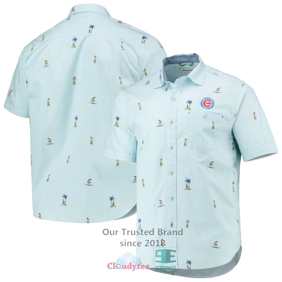 Chicago Cubs Tommy Bahama Hula All Day Light Blue Hawaiian Shirt