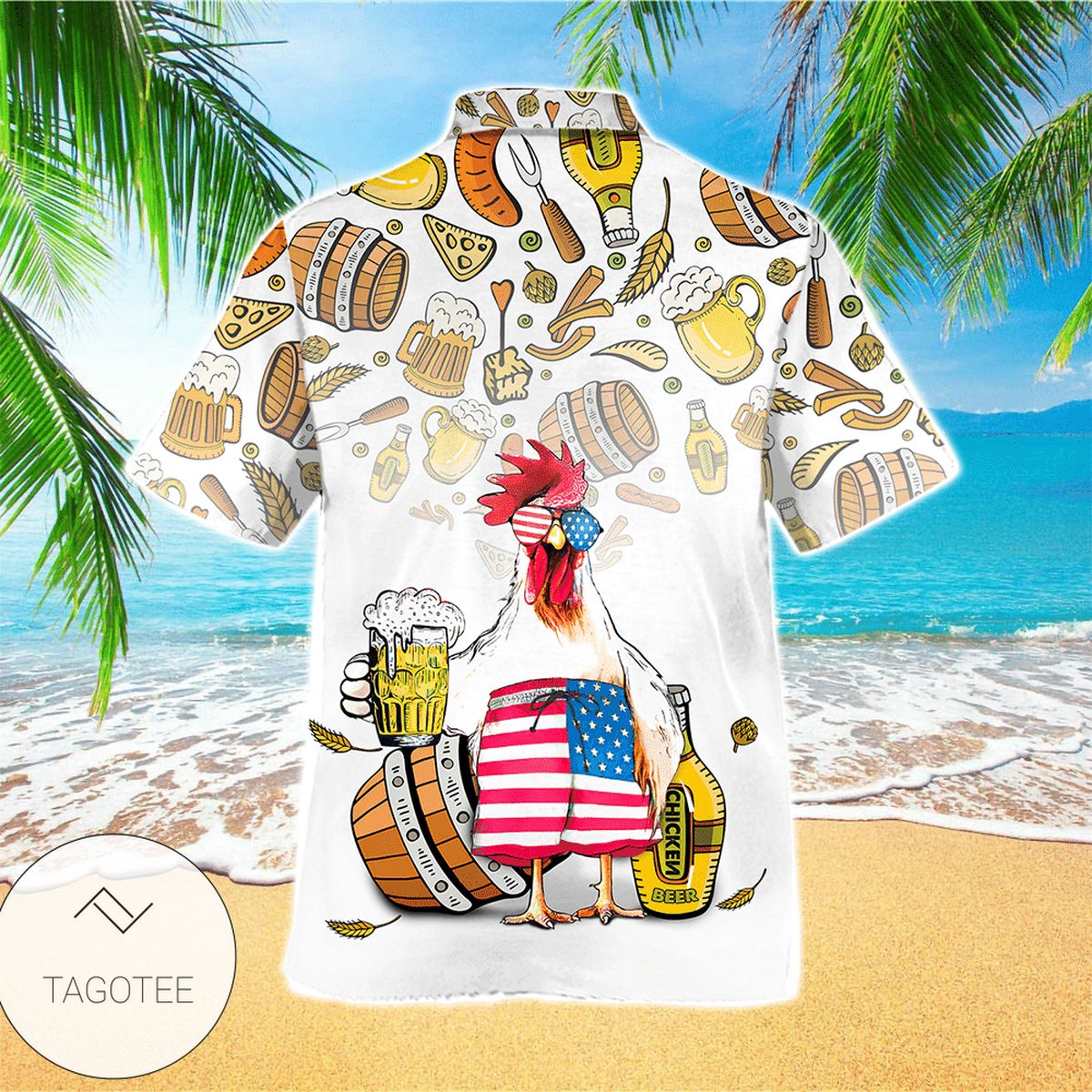 Chicken Beer Independence Day All Over Printed Hawaiian Shirt